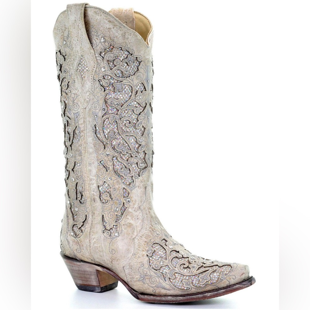⚜️NEW Corral Glitter Leather Inlay Western Cowgirl Boots ⚜️